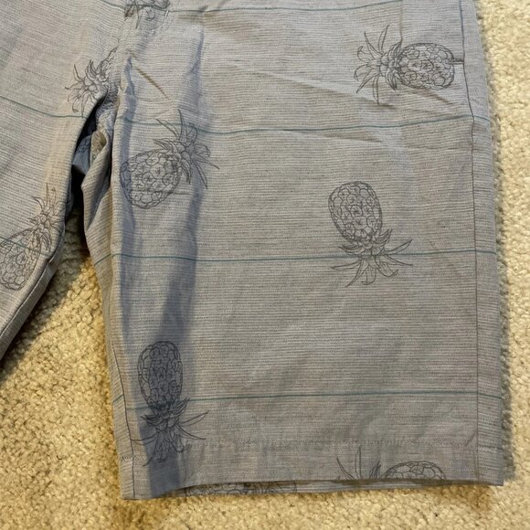 Travis Mathew Golf Shorts Mens 36 Gray Pineapple AOP Striped Beach Summer Preppy - Picture 5 of 9
